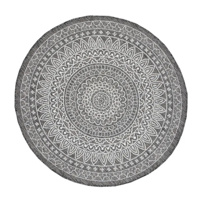 In- & Outdoor Teppich Rund - Summer Azteca Grau