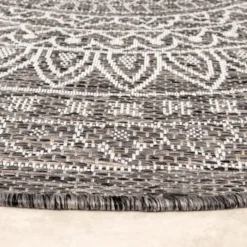 In- & Outdoor Teppich Rund - Summer Azteca Grau