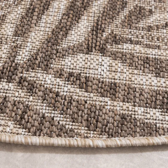 In- & Outdoor Teppich Rund - Tiga Edge Taupe