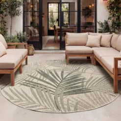 In- & Outdoor Teppich Rund - Tiga Palm Grün