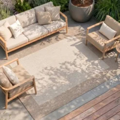 In- & Outdoor Teppich - Sierra Border Creme Beige