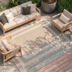 In- & Outdoor Teppich - Sierra Frame Beige Creme