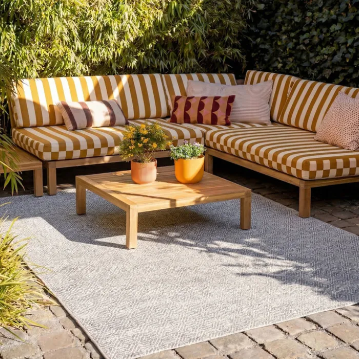 In- & Outdoor Teppich - Summer Tile Hellgrau