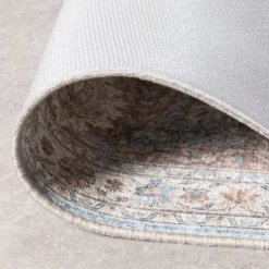 In- & Outdoor Teppich Vintage - Kairo Medaillon Hellblau Creme
