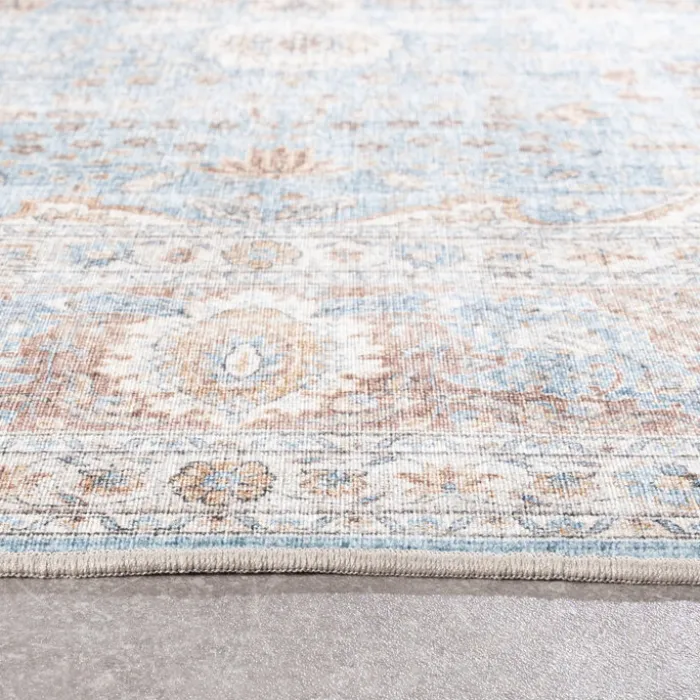 In- & Outdoor Teppich Vintage - Kairo Medaillon Hellblau Creme