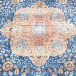 In- & Outdoor Teppich Vintage - Kairo Medaillon Dunkelblau Terra