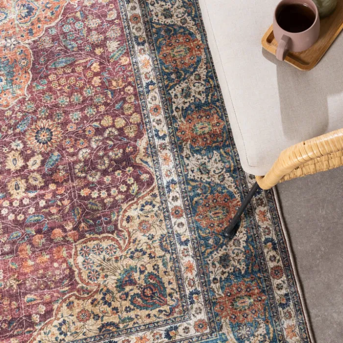 In- & Outdoor Teppich Vintage - Kairo Medaillon Bordeaux