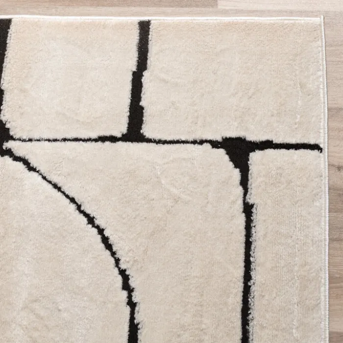 Japandi Teppich - Yori Blocks Creme Schwarz