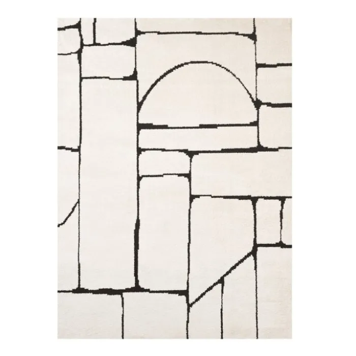 Japandi Teppich - Yori Blocks Creme Schwarz