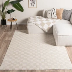 Japandi Teppich - Yori Checkerboard Creme