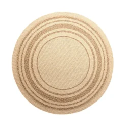 Jute Gartenteppich Rund - Mavi Border Creme Braun