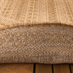 Jute Gartenteppich Rund - Mavi Stripes Creme Braun