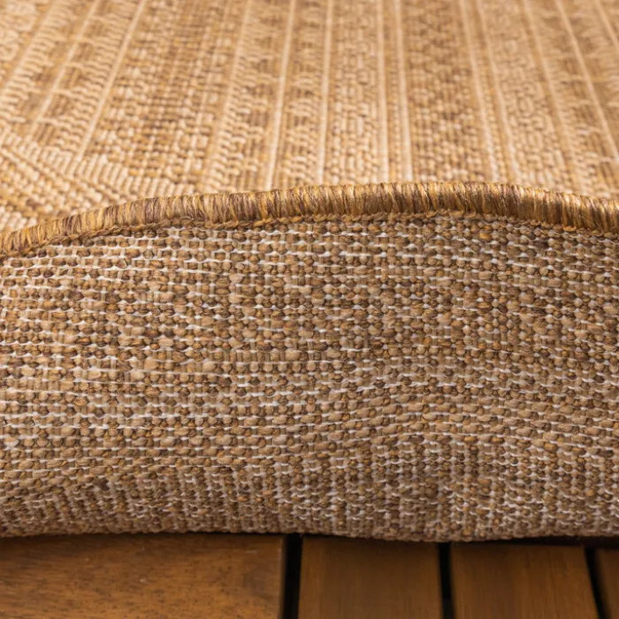 Jute Gartenteppich Rund - Mavi Stripes Creme Braun