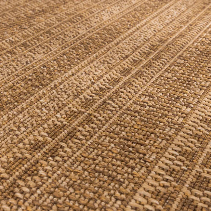 Jute Gartenteppich Rund - Mavi Stripes Creme Braun