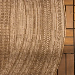 Jute Gartenteppich Rund - Mavi Stripes Creme Braun