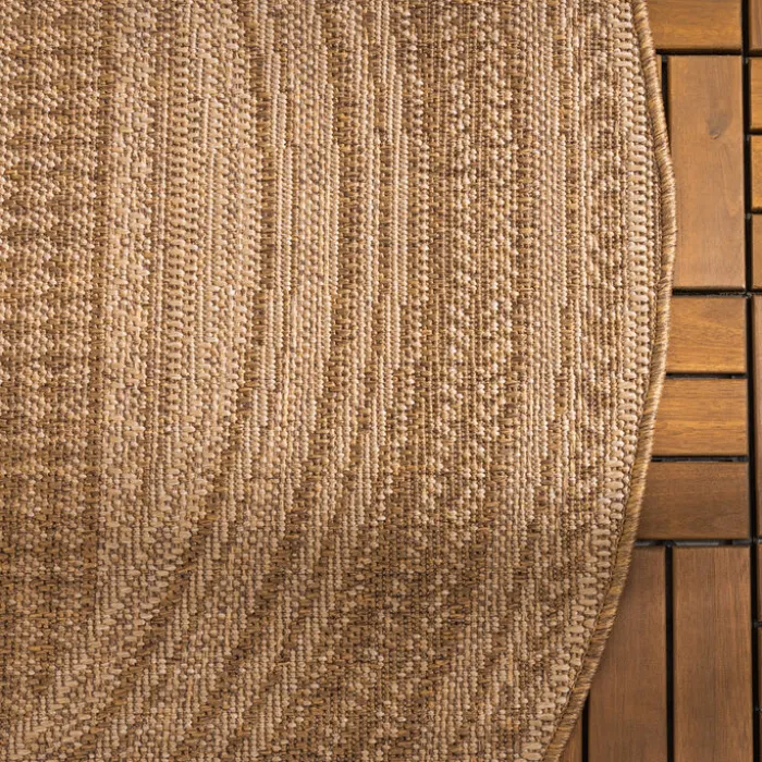 Jute Gartenteppich Rund - Mavi Stripes Creme Braun