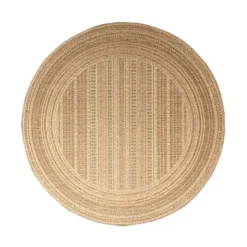 Jute Gartenteppich Rund - Mavi Stripes Creme Braun