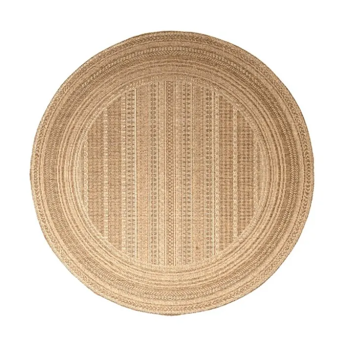 Jute Gartenteppich Rund - Mavi Stripes Creme Braun