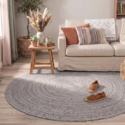 Jute Teppich Rund - Fair Grau