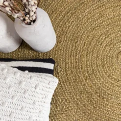 Jute Teppich Rund - Fair Grün