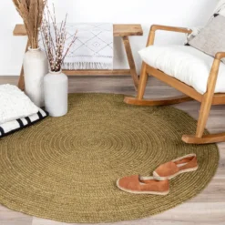 Jute Teppich Rund - Fair Grün
