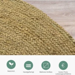 Jute Teppich Rund - Fair Grün