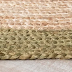 Jute Teppich Rund - Fair Natur Grün