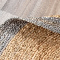 Jute Teppich Rund - Fair Natur Grau