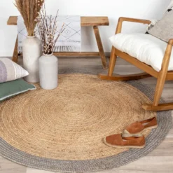 Jute Teppich Rund - Fair Natur Grau