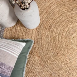 Jute Teppich Rund - Fair Natur Grau
