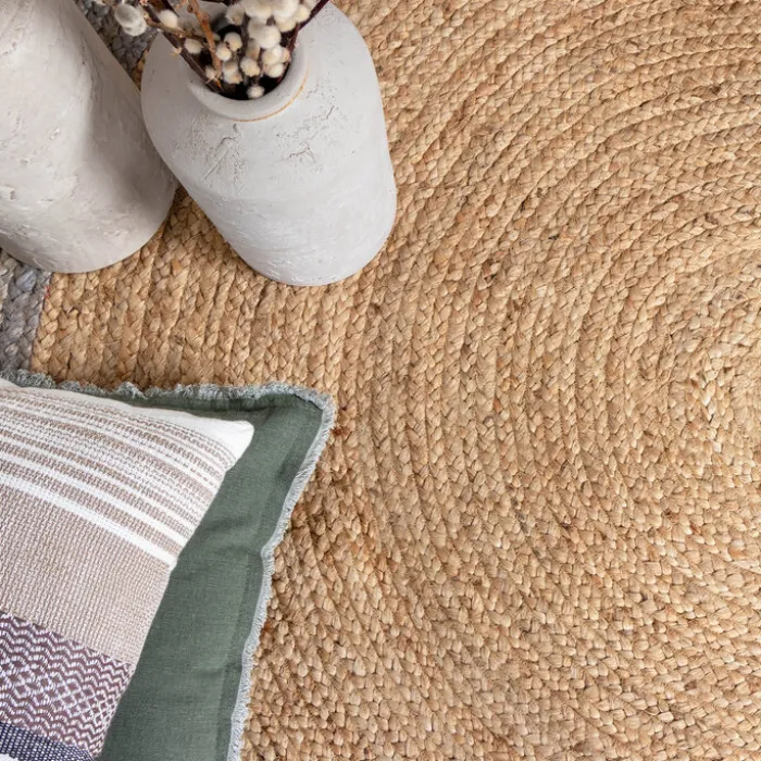 Jute Teppich Rund - Fair Natur Grau