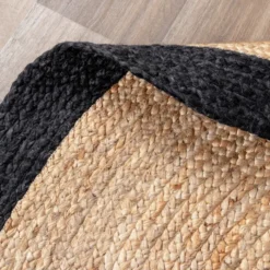 Jute Teppich Rund - Fair Natur Schwarz