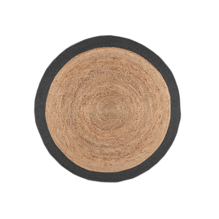 Jute Teppich Rund - Fair Natur Schwarz