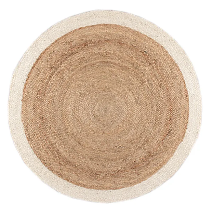 Jute Teppich Rund - Fair Natur Weiß