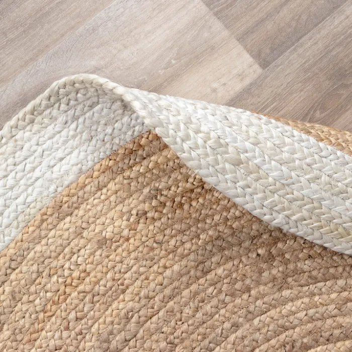 Jute Teppich Rund - Fair Natur Weiß