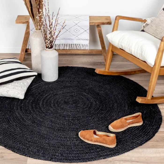 Jute Teppich Rund - Fair Schwarz