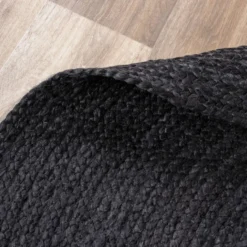 Jute Teppich Rund - Fair Schwarz