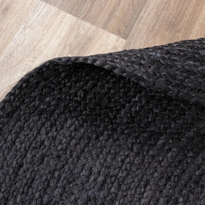 Jute Teppich Rund - Fair Schwarz