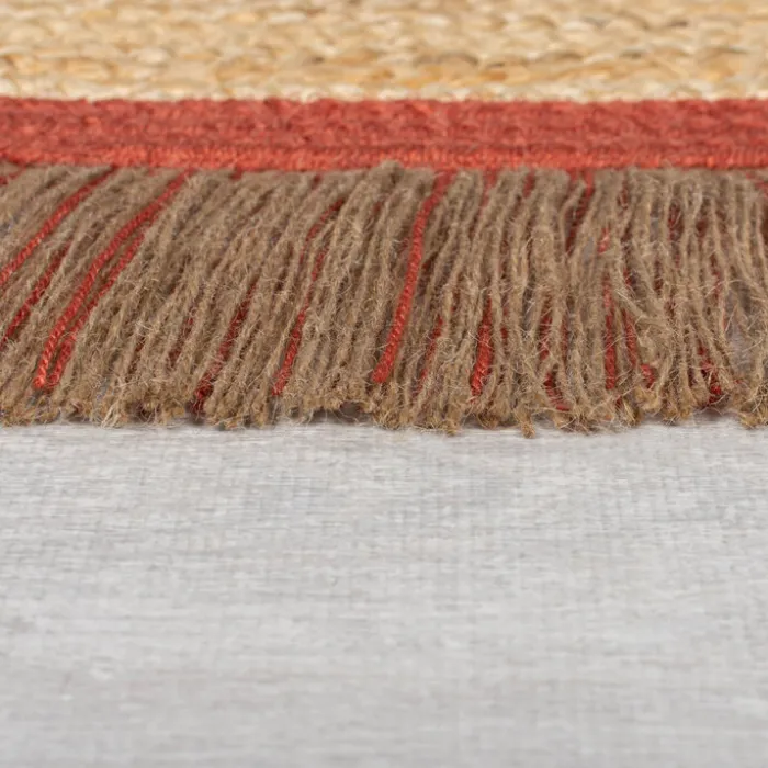 Jute Teppich Rund - Kahano Natur Terrakotta - Ø 180cm
