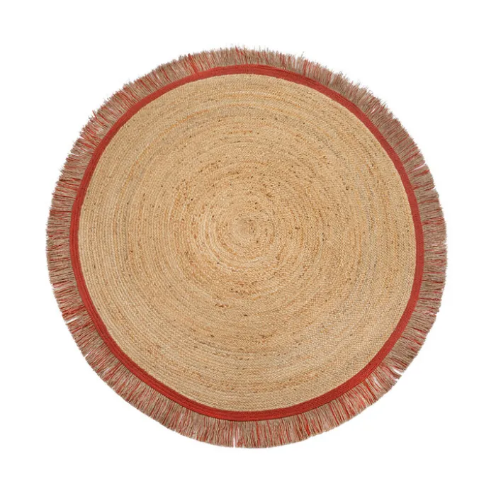 Jute Teppich Rund - Kahano Natur Terrakotta - Ø 180cm