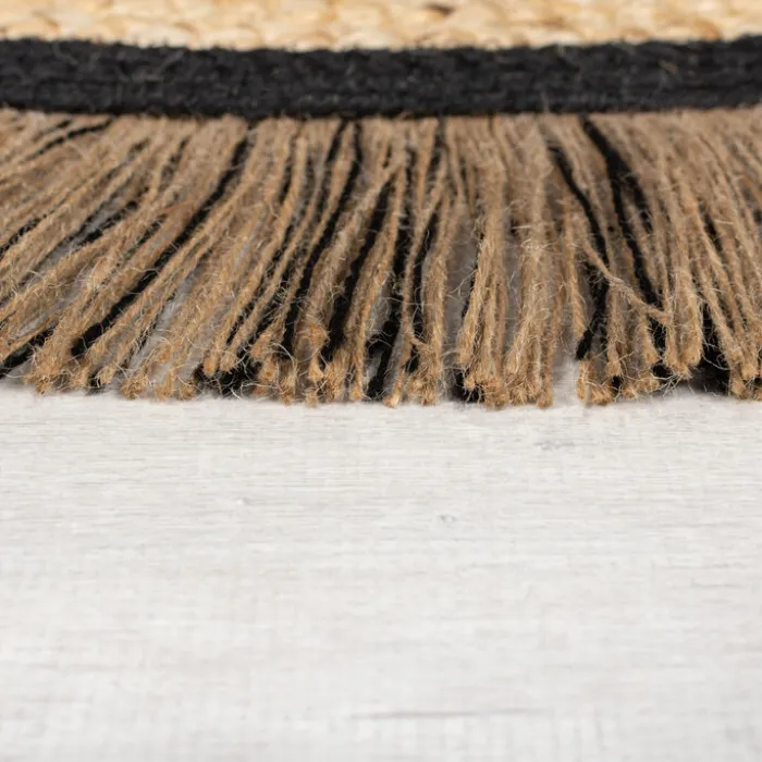 Jute Teppich Rund - Kahano Natur Schwarz - Ø 180cm
