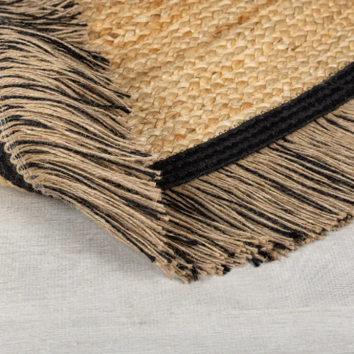 Jute Teppich Rund - Kahano Natur Schwarz - Ø 180cm