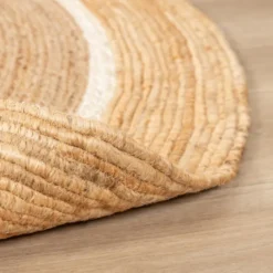 Jute Teppich Rund - Mirai Circle Weiss Natur