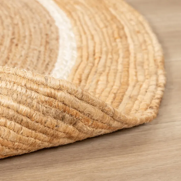 Jute Teppich Rund - Mirai Circle Weiss Natur