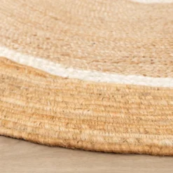 Jute Teppich Rund - Mirai Circle Weiss Natur