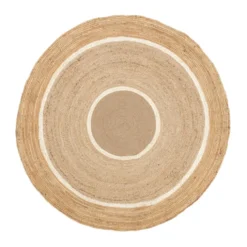 Jute Teppich Rund - Mirai Circle Weiss Natur