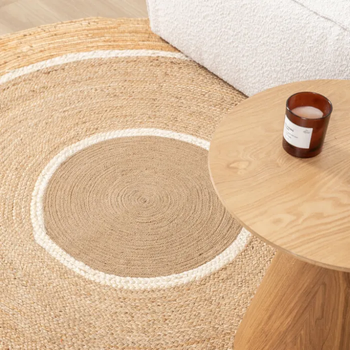 Jute Teppich Rund - Mirai Circle Weiss Natur