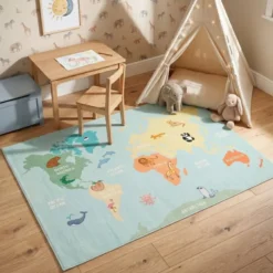 Kinderteppich - Globe Hellblau