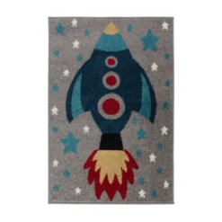 Kinderteppich - Rocco Rocket Grau Blau - 80x120cm