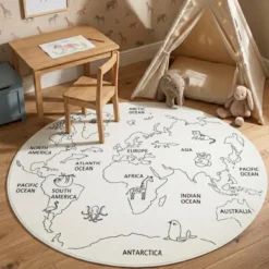 Kinderteppich Rund - Globe Creme